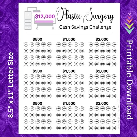 Body Enhancement, Saving Challenge Printable, Saving Money Chart, Money Chart, Plastic Shop, Mommy Makeover, Saving Challenge, Money Saving Strategies, Money Challenge