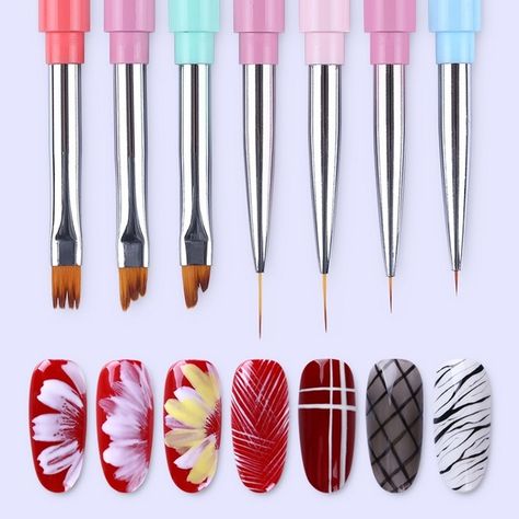 1 Pc BORN RPETTY Liner Painting Pen Flower Drawing UV Gel Brush Candy Color Handle Manicure Nail Art Tool Pen Flower Drawing, Nailart Tutorial, Diy Nail Art Tools, Drawing Brush, Unghie Nail Art, Nail Techniques, Nail Art Pen, Professional Nail Art, Nail Art Designs Videos