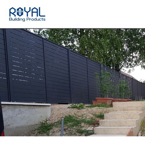 Gates For Houses, Fence Horizontal, Affordable Fencing, Slat Fence, Horizontal Slat Fence, Privacy Fence Panels, Exterior House Renovation, Fence Pickets, Aluminum Decking