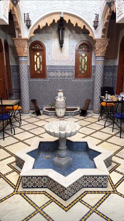 Morocco Fountain, Morocco Interior Design, Morocco Home, Morocco Interior, Moroccan Garden, Moroccan Interior Design, Moroccan Architecture, Africa Art Design, Moroccan Zellige