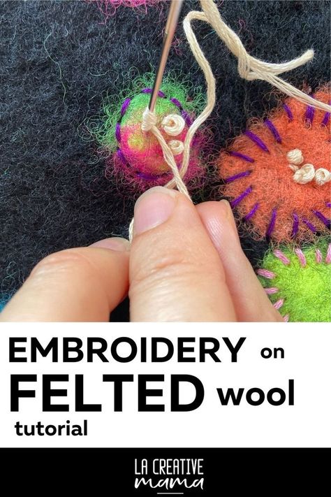 wet felting and embroidery Embroidery On Felt, Glasses Pouch, Diy Fabric Crafts, Sewing Embroidery, French Knots, Wet Felting, Felted Wool, Felt Fabric, How To Sew