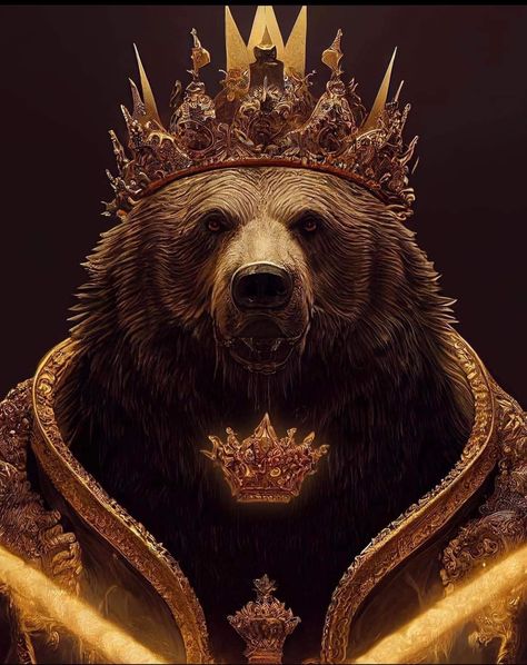 Fantasy Bear Art, Bear King, Bear Island, Bear Ideas, Wild Bear, Bear Artwork, Bear Tattoos, Wild Animals Pictures, Teddy Bear Pictures