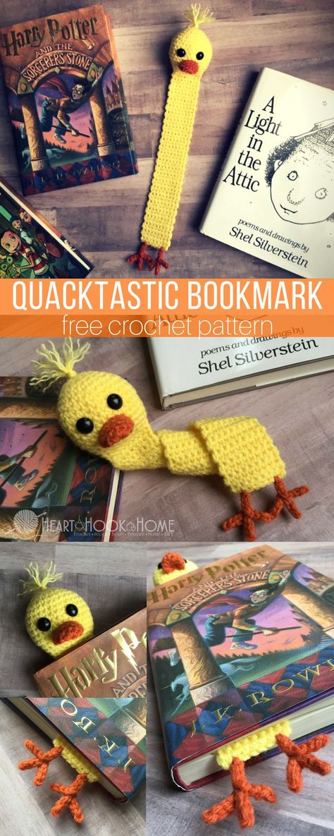 This little quacktastic duck bookmark is perfect for Easter baskets and excellent for young readers. If you are brand new to amigurumi (stuffed crochet) this is also a great little project to get your feet wet! Duck Bookmark, Crochet Bookmarks Free Patterns, Bookmark Diy, Penanda Buku, Crochet Bookmark Pattern, Crochet Bookmark, Crochet Bookmarks, Haken Baby, Easter Crochet