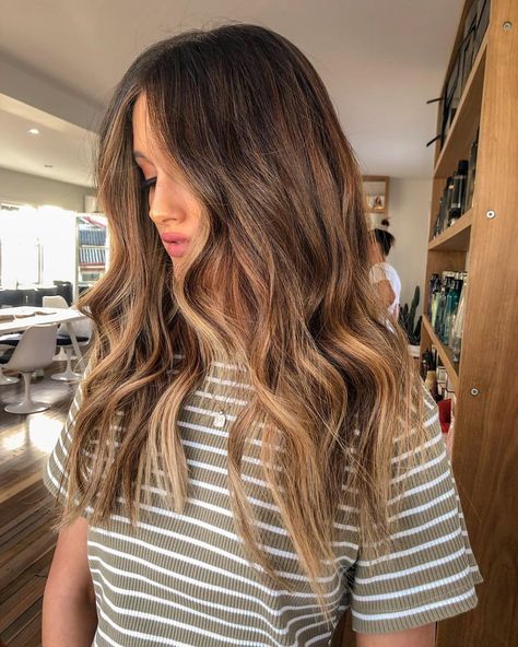 Waves for daizzz ⚡️ Obsessed with this change! So exciting going from darkest brown (Black) to a lighter brown with highlights ✨ Perfect… Warm Toned Brunette, Balayage Hair Brunette With Blonde, Balayage Asian Hair, Dark Brunette Balayage, Brown With Highlights, Balayage Hair Blonde Medium, Dark Chocolate Brown Hair, Fav Hairstyles, Hairstyles List