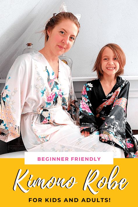 Easy Kimono Pattern, Kimono Robe Sewing Pattern, Kimono Robes Pattern, Kimono Sewing Pattern, Diy Kimono, Short Kimono Robe, Kimono Dressing Gown, Kids Robes, Kimono Pattern