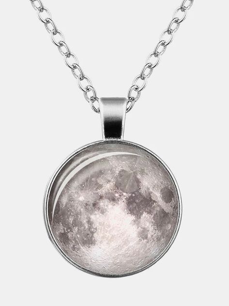 Retro Luminous Moon Timer Necklace Silver Alloy Sweater Necklace For Women Men Black Cat Necklace, Galaxy Necklace, Moon Pendant Necklace, Crystal Bangle, Gemstone Beaded Bracelets, Cabochon Pendant, Cat Necklace, Moon Pendant, Moon Necklace