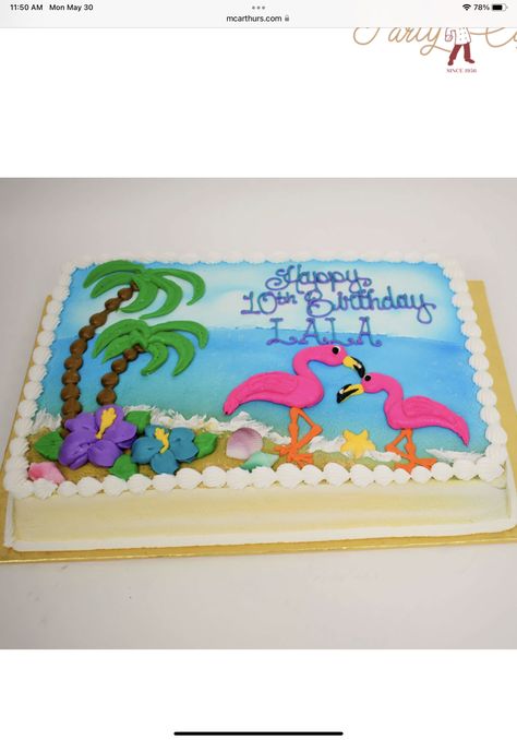 Flamingo Sheet Cake, 60th Birthday Ideas For Mom Party, Hawaiian Theme Cakes, Cake For Mom, 60th Birthday Ideas For Mom, Cake By The Ocean, Pineapple Birthday Party, Half Sheet Cake, Hawaiian Cake