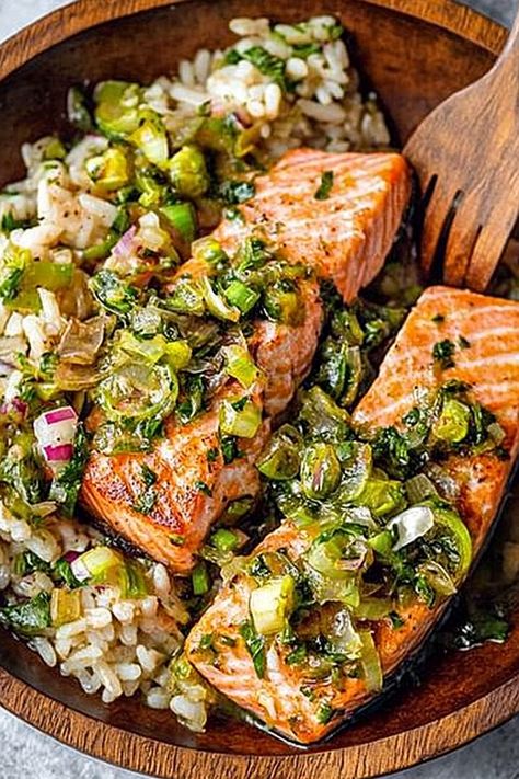 Miso Butter Salmon with Sizzled Scallion Salsa Verde Herb Butter Salmon, Miso Butter Salmon, Baked Salmon Filets, Bake Salmon, Salmon Filets, Miso Butter, Unique Recipe, Butter Salmon, Healthy Salmon