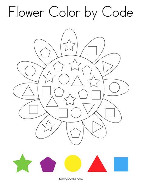 Flowers Kindergarten, Shape Activities Preschool, Shapes For Kids, Spring Coloring Pages, Numbers Preschool, Shapes Activities, Color Shapes, Kids Prints, Worksheets For Kids