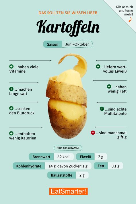 Das solltest du über Kartoffeln wissen | eatsmarter.de #ernährung #infografik #kartoffeln Baking Soda Beauty Uses, Best Fat Burning Foods, Low Carb Diets, Eat Smart, Idee Pasto Sano, Food Facts, Eat Smarter, Fat Burning Foods, Healthy Nutrition