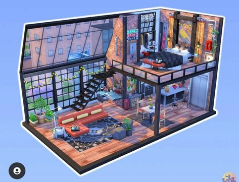 Sims 4 Loft, Lotes The Sims 4, Sims 4 House Plans, Sims 4 House Building, Desain Lanskap, House Floor Design, Sims 4 House Design, Casas The Sims 4, Sims Building