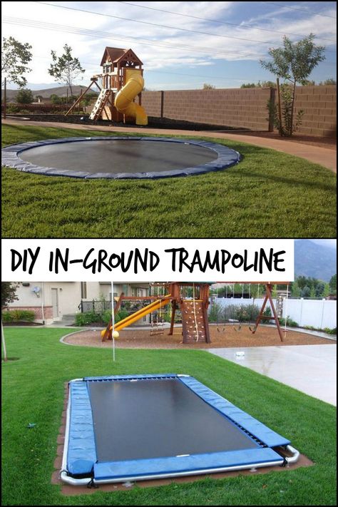 Want a trampoline in your garden without it being too conspicuous? Inground Trampoline, Ground Trampoline, In Ground Trampoline, Backyard Playset, Backyard Trampoline, Backyard Playground, Backyard Play, Trampolines, Backyard For Kids