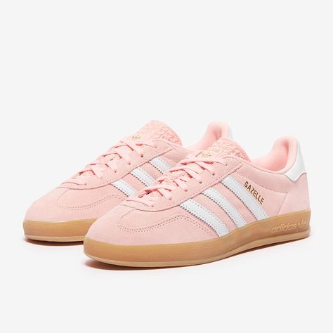 A icon returns in signature style with the adidas Originals Womens Gazelle Indoor in Sand PinkFtw WhiteGum 3, an indoor revisit of the iconic design that shows off in smooth suede leather. The adidas Originals Womens Gazelle Indoor is a onetoone reissue of the original Gazelle design, made for comfort indoors with a translucent gum sole that wraps the shoe just like the indoor training OG.Gazelle lettering on the side adds that true authentic touch, on an upper that carries familiar textures, materials and proportions all in suede leather and heritage tricolour stripes, nodding to an unforgettable footwear era. A timeless style for an effortless everyday lookLateral and tongue sign offs, 3 stripes brandingRegular fitLace closureSuede upperLeather liningGum rubber cupsole Pink Gazelle, Pink Gazelles, Pink Adidas Shoes, Shoes Preppy, Cute Converse Shoes, A Icon, Kids Football Shirts, Kids Football Boots, Sneaker Ball