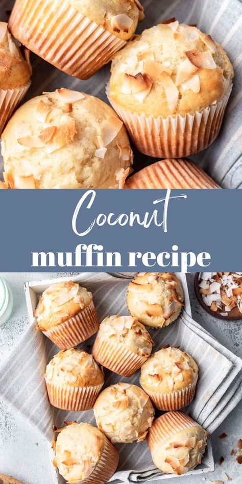 Coconut muffins are moist muffins bursting with coconut flavor. These easy muffins make a quick breakfast and take just 30 minutes to make! Bakery Muffin Recipes, Coconut Muffin Recipes, Nutella Muffin, Bakery Muffins, Muffins Blueberry, Cauliflowers, Simply Stacie, Morning Glory Muffins, Moist Muffins