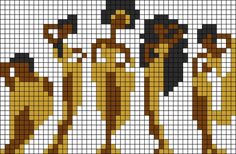 Alpha pattern #108556 | BraceletBook Movie Pixel Art, Pixel Pattern Crochet, Crochet Pixel Grid, Pixel Crochet Pattern, Crochet Pixel Pattern, Hercules Muses, Silhouettes Disney, Pixel Grid, Grid Patterns