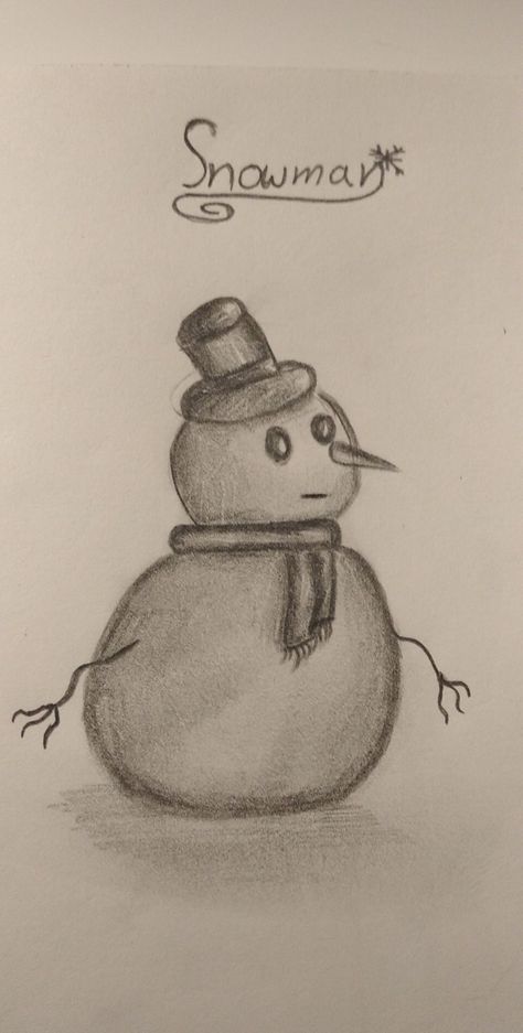 Christmas Pencil Drawings Easy, Snowman Sketch Easy, Snowman Drawing Ideas, Sledding Drawing, Christmas Drawings Art Sketch, Christmas Pencil Drawings, Snowman Sketch, Santa Sketch, Snow Sketch