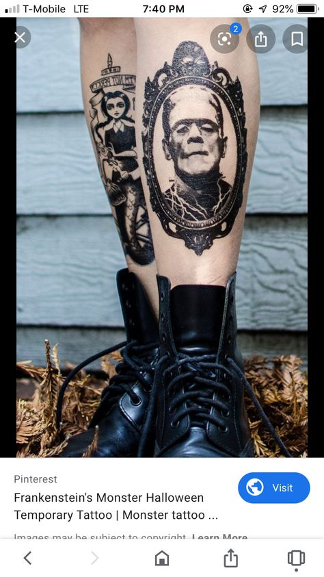 Horror Tattoo Ideas, Frankenstein Tattoo, Halloween Tattoos Sleeve, Monster Tattoo, Marquesan Tattoos, Monster Halloween, Spooky Tattoos, Horror Tattoo, Frankenstein's Monster