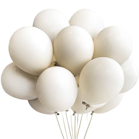 PRICES MAY VARY. ♔PACKAGE: Sand Balloons kit contains 70pcs 12-inch white sand Balloons + 2 silver Ribbon(10m*5mm). ♔PREMIUM QUALITY: white cream Balloons made of natural latex ,soft,biodegradable. The balloons thicker than normal latex balloons. clean ,durable, thick, and long-lasting. ♔OCCASIONS: White Matte balloons very good for wedding event decoration , birthday party decoration, bachelorette, bridal shower, baby shower. ♔SAFE&TIPS: Cream Balloon can be filled with air or helium. Please do Matte Balloons, Balloons For Wedding, Balloon Kit, Curling Ribbon, White Balloons, Helium Balloons, Natural Latex, White Sand, Latex Balloons