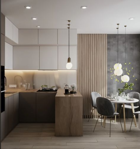 Eat Decor, Hiasan Dalaman Dapur, Dapur Moden, Condominium Interior, Modern Kitchen Open, Kitchen And Dining Area, Interior Boho, Small Apartment Interior, Interior Vintage