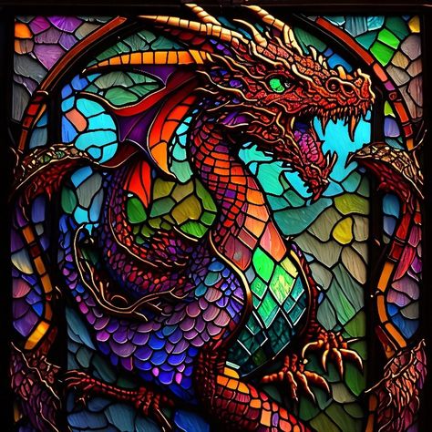 Artist Desk, Dragon Tattoo Meaning, Monster Ghost, Evil Dragon, Stained Glass Tattoo, Ghost Spirit, Stain Glass Window Art, Haunted Dollhouse, Glass Window Art