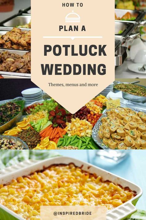 Looking for tips and tricks on planning a potluck wedding? If you are considering it or you just got invited to one then we'll help you do it right. Potluck Wedding, Reception Food, Wedding Reception Food, Evening Meals, Breakfast For Dinner, Ideal Wedding, Wedding Catering, Wedding Menu, Wedding Food