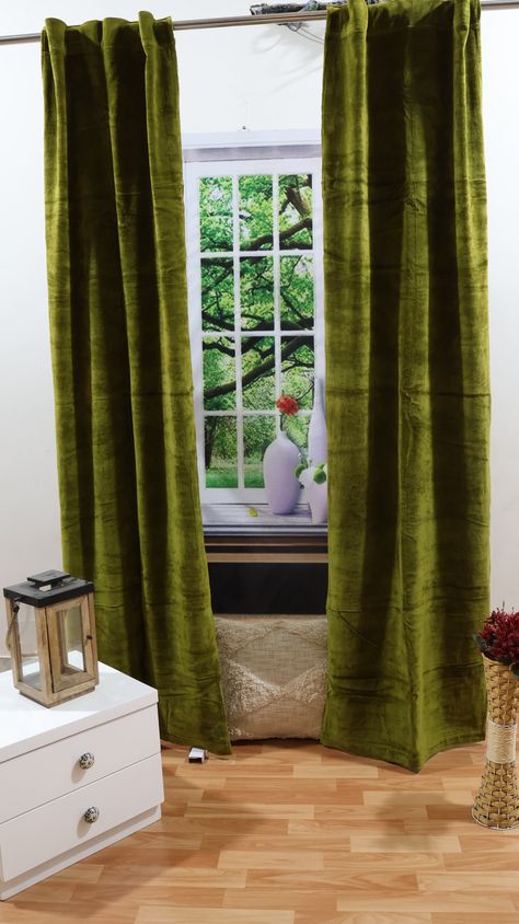 This curtain is made of Best Quality 200 TC Velvet Fabric.Fringed window panel, capturing a classic bohemian look that trims your space with free-spirited energy. Elaborate knotting is topped with loops along upper edge for easy hanging. Our Curtains Made from 100% Velvet crisp high quality cotton fabric. Washed and dried for softness and shrinkage. Perfect for the bedroom or living room Linen Curtains Living Room, Living Room Curtain, Window Curtains Living Room, Curtain For Door Window, Living Room Door, Curtain Room, Long Curtains, Green Curtains, Boho Curtains