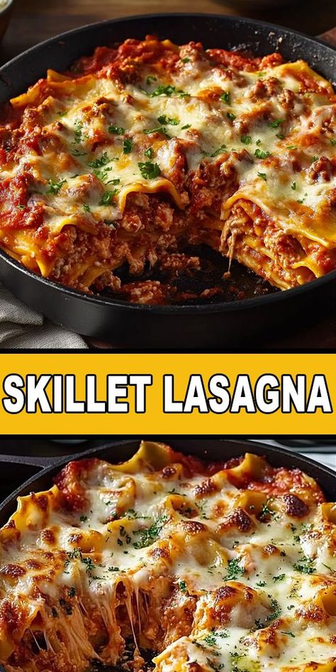 🍝 Craving comfort food that's quick and easy? Try this delicious One-Skillet Lasagna! Made with layers of rich tomato sauce, savory ground beef, and gooey melted cheese, this recipe delivers all the classic lasagna flavors—without the hassle of multiple pans. 👉 Save this Pin and try this recipe tonight! Perfect for beginners or seasoned cooks. Get the full recipe and instructions now by clicking through! 🍽️ #EasyDinners #OnePanMeals #WeeknightMeals #LasagnaLovers #QuickRecipes Skillet Lasagna Easy, Skillet Lasagna Recipe, Cheesy Chicken Spaghetti, Skillet Lasagna, Classic Lasagna, Easy Skillet, Lasagna Recipe, Baked Chicken Recipes, Melted Cheese