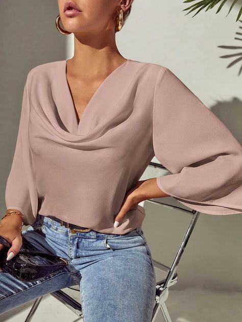 Formal Tops For Women, Cotton Tops Designs, Classy Blouses, Formal Tops, Women Blouses Fashion, Chic Blouses, Elegant Blouses, Flounce Sleeve, Elegant Shirt