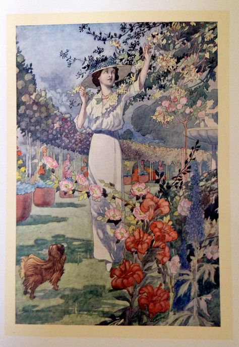 Beautiful Illustrated Edwardian Gardening Book Charles Robinson, Wide Hat, Fairytale Art, Plant Illustration, Children's Book Illustration, Golden Age, Vintage Illustration, Art Reproductions, Classic Art