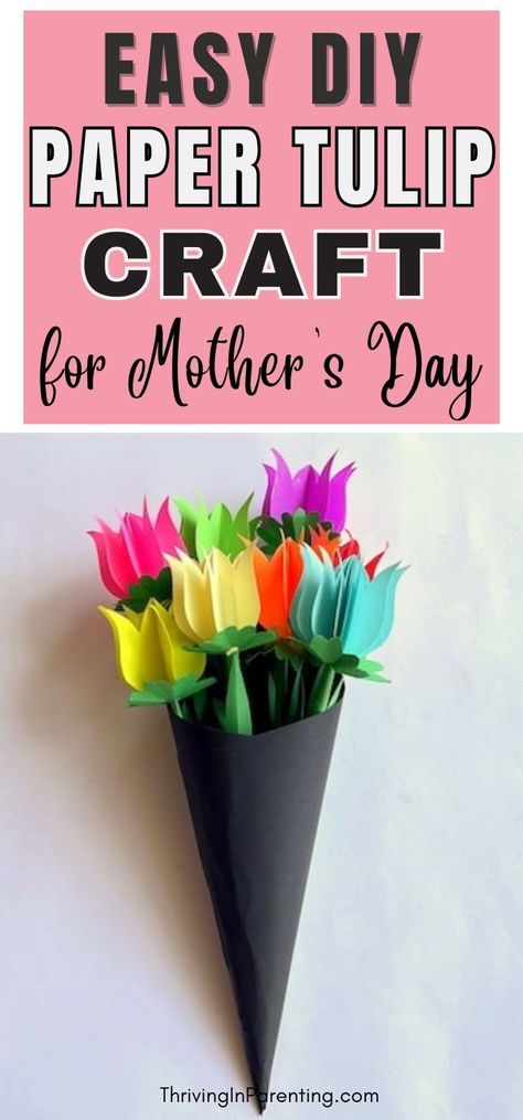 Surprise your mother with handmade Mother's Day paper crafts DIY gifts by following this paper tulips DIY simple tutorial! #DIYeasy, #SVG, #Templates 3d Paper Flowers, Paper Flower Bouquet, 3d Flowers, Diy Crafts For Gifts, 3d Paper, Paper Crafts Diy, Diy Gifts, Flowers Bouquet, Paper Flowers