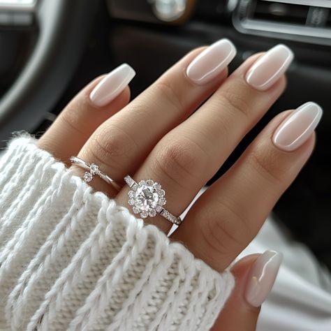 holiday nails, wedding nails, spring nails, acrylic nails, gel nails, long nails, short nails, white nails, nude nails, manicure White Ombre Nails With Chrome, White Gel Acrylic Nails, Square Ombre, Ambre Nails, Gradation Nails, Acrylic Gel Nails, Ombre Acrylic, Long Nail Art, Chic Nail Art