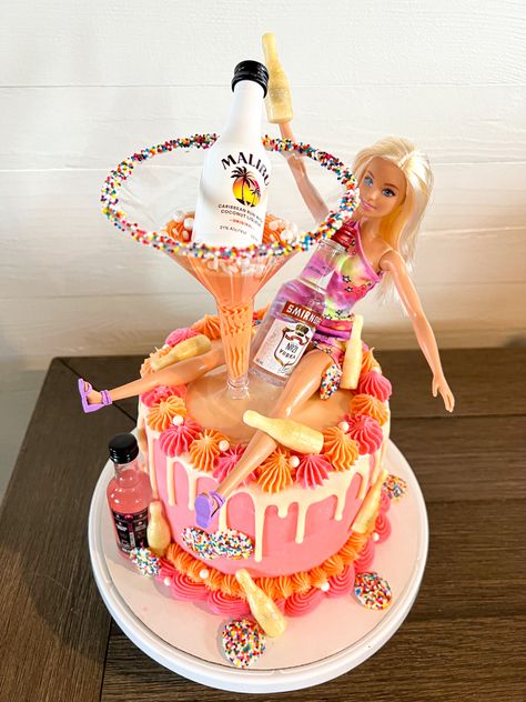 20th Birthday Cake Barbie, Trashed Barbie Birthday Cake, Birthday Cake Barbie Doll, Barbie Sick Cake, Orange 21st Birthday Cake, 18th Barbie Cake, Orange And Pink 21st Birthday, 18th Birthday Cake Barbie, Barbie Vomit Cake