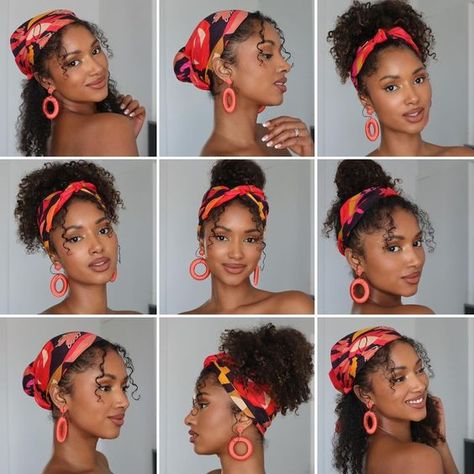 Scarf Curly Hairstyles, Curly Hair Model, Curly Hair Up, Hair Expo, Hair Scarf Styles, Split Hair, Quick Braided Hairstyles, Short Curly Haircuts, Natural Hair Beauty