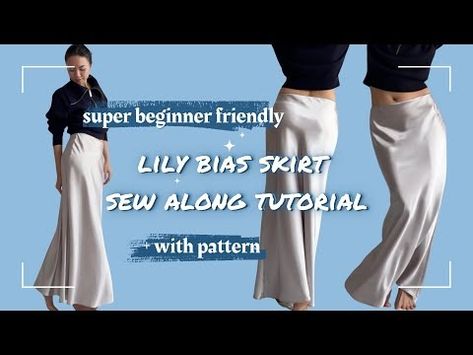 (270) Make The Perfect Lily Bias Maxi Skirt [SEWING TUTORIAL] - YouTube Satin Skirt Pattern, Maxi Skirt Sewing, Cozy Hobbies, Skirt Sewing Tutorial, Bias Skirt, Sewing Projects Clothes, Skirt Sewing, Skirt Tutorial, Sewing Skirts