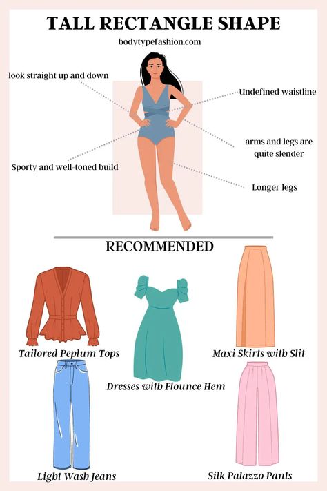 How to dress a tall rectangle shape - Fashion for Your Body Type Rectangle Body Shape Fashion, Bridgerton Fashion, Body Type Clothes, Rectangle Body Shape Outfits, Dress For Body Shape, Sweater Cardigan Outfit, Rectangle Body Shape, Wide Leg Pants Outfit, Shape Fashion