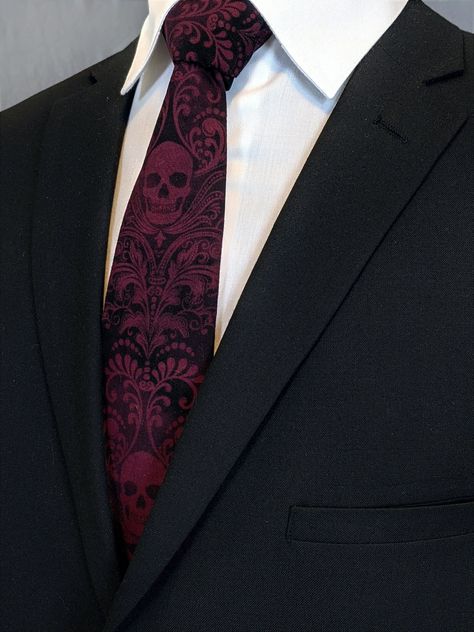 Gothic Wedding Theme, Dark Wedding Theme, Make A Tie, Goth Wedding, Dark Wedding, Broken Arrow, Red Skull, Black Skull, Red Tie