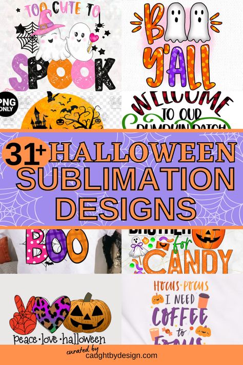 More than 31 Halloween sublimation designs, perfect for shirts, mugs, tumblers and more!!! Sublimation Halloween Shirts, Free Halloween Sublimation Designs, Halloween T Shirt Design Ideas, Cricut Halloween Tshirt Ideas, Cricut Halloween Shirt Ideas, Free Sublimation Designs For Shirts, Halloween Cricut Shirts, Halloween Tshirt Ideas, Halloween T Shirt Ideas