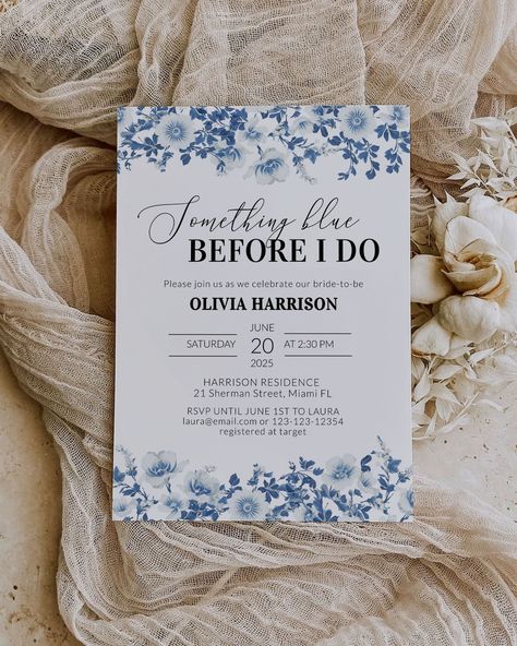 Looking for the perfect invitation for your bridal shower? Our downloadable "Something Blue" bridal shower invite is just what you need! Easily editable, printable, and featuring a charming "before I do" design, it's ideal for a teaparty or gardening shower. Make the preparations hassle-free with this instant, minimal, and stylish invitation.⁣ ⁣ #somethingblue #bridalshower #bridalshowerideas #bridalshowerinvite #invitations #printable #bluebridalshower Bridal Shower Quotes, Unique Bridal Shower Invites, Blue Bridal Shower Invitations, Simple Bridal Shower, Bridal Shower Activities, Bridal Shower Planning, Something Blue Bridal, Blue Bridal Shower, Bridal Party Favors