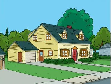 Mr. and Mrs. Peter and Lois Griffin Residence Peter And Lois Griffin, Family Guy Cartoon, Lois Griffin, Baseball Wallpaper, Minecraft House Plans, Peter Griffin, Famous Houses, Cartoon House, Famous Cartoons