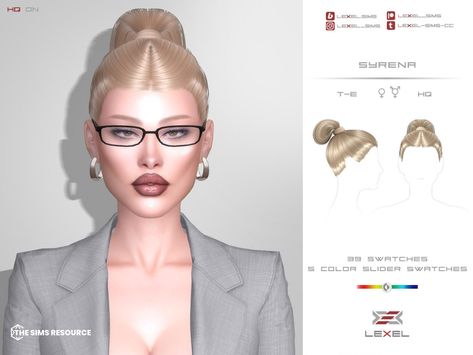 Sims 4 Sleek Bun, Sims 4 Slicked Back Hair Cc, Ts4 Alpha Hair, The Sims Resource Hair, Sims 4 Alpha Hair Cc, Sims Aesthetic, Sim4 Cc, Alpha Cc, Sims 4 Cas Mods