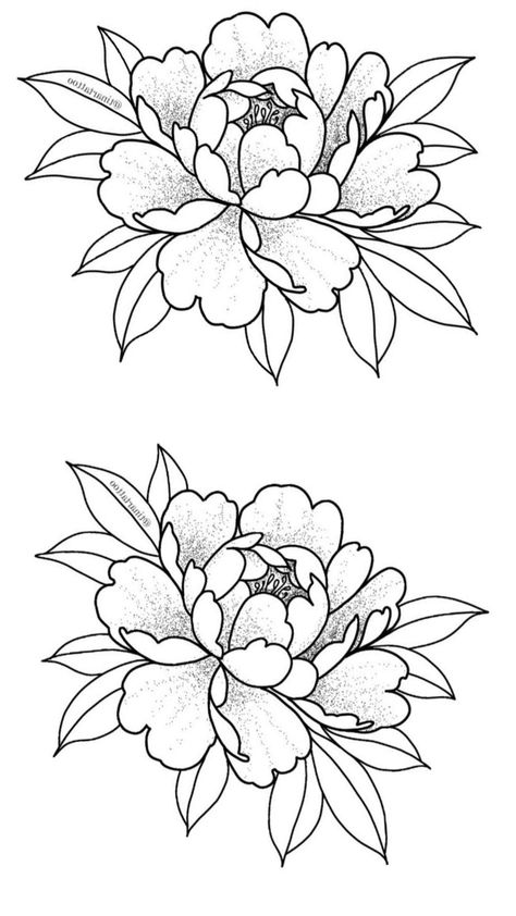 Beautiful Tattoo Stencil, Tattoos To Start A Sleeve, Flowers Tattoo Stencil, Tattoo Stencils Flowers, Flower Stencil Patterns Tattoo, Geometrical Floral Design, Peony Stencil, Tattoo Stencil Outline Flowers, Outline Peony Tattoo