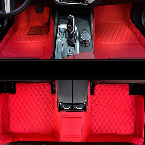 PRICES MAY VARY. 【Custom Floor Mats for Cars】Looking for high-quality car floor mats that are tailored to your exact specifications? Our custom floor mats for cars are made of fine leather and expertly stitched with durable, beautiful stitching. With additional padding in high-wear areas, you can be sure that our car floor mats will withstand daily use. 【Customizable to Almost Any Model】Our custom car floor mats service offers the flexibility to customize mats for the front, second, or third row Red Car Interior, Floor Mats For Cars, Custom Car Floor Mats, Car Ideas, Red Car, Premium Cars, Cargo Liner, Black Car, Custom Car