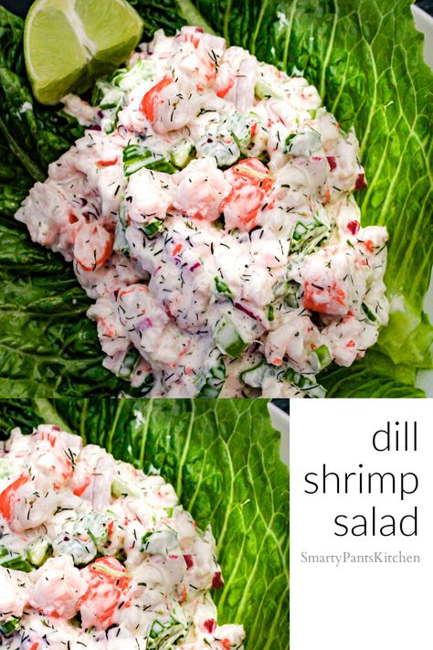 Cold shrimp salad recipe that's healthy, quick and easy! With a light citrus-dill sauce! Healthy summer salad!  #shrimpsalad #healthyshrimpsalad #easyshrimprecipes #summersalads Cold Shrimp Salad Recipes, Shrimp Salad Recipes Healthy, Cold Shrimp, Summer Shrimp, Shrimp Salad Recipe, Seasoned Shrimp, Sea Food Salad Recipes, Dill Dressing, Shrimp Salad Recipes