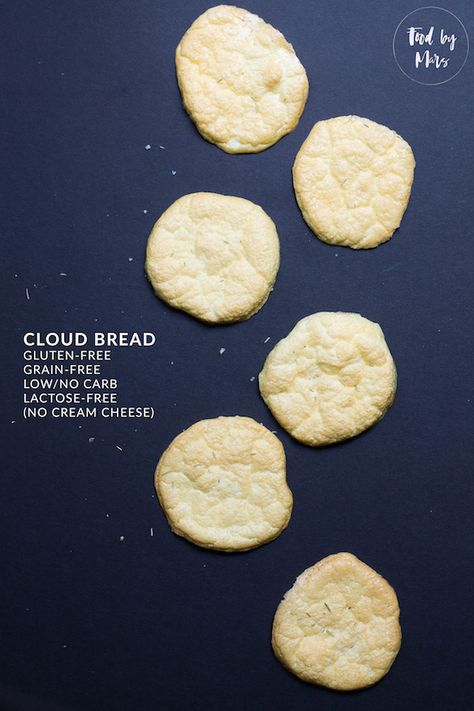 Easy Cloud Bread without cream cheese (lactose-free, grain-free, low-carb) Easy Cloud Bread, Dairy Free Bread, Low Carb Sandwiches, Desserts Keto, Cloud Bread, Free Cloud, Gluten Free Grains, Keto Paleo, Delicious Bread