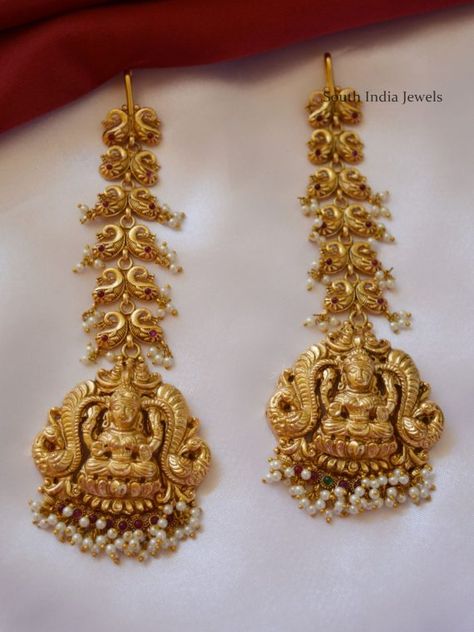 Floral Matte Finish Maang Tikka - South India Jewels Papadi Billa Designs Gold For Bride, South Indian Bride Jewellery, Lakshmi Temple, Bridal Maang Tikka, Temple Jewellery Earrings, Maang Tika, Pooja Items, Bridal Jewels, Gold Jewelry Simple Necklace