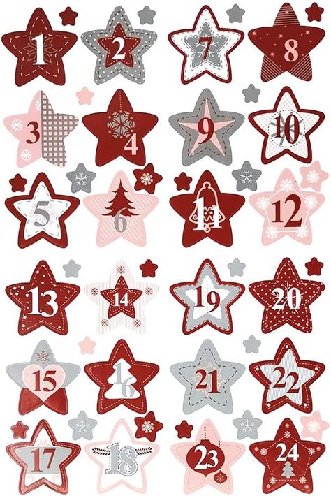 Oblique Unique® 24 x Advent Calendar Number Stickers for Crafts and Decoration (Star, Red) Advent Calendar Numbers, Calendar Numbers, Office Branding, Office Supply Organization, Number Stickers, Stationery Organization, Electronic Toys, Winter Is Coming, Garden Gifts