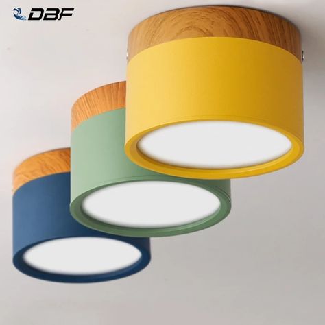 [DBF]Macaroon Iron+Wood LED Ceiling Light 5W 12W Surface Mount Ceiling Spot Light for Bar Kitchen _ - AliExpress Mobile Spotlight Interior, Downlight Ceiling, Cylinder Lamp, Hotel Corridor, Fitted Bedrooms, Led Board, Pre Wrap, Lamp Ceiling, How To Make Light