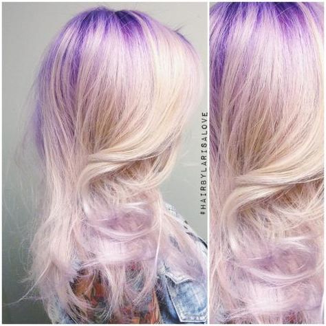 Purple To Silver...This Is Breathtaking | Modern Salon Purple Roots, Natural White Hair, Ombre Blond, Ombre Highlights, Lavender Hair, Hair Color Purple, Bright Hair, Ombre Hair Color, Pastel Hair