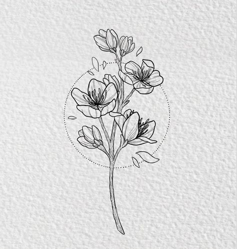 Peach Blossom Tattoo Black And White, Cherry Blossom Drawing Tattoo, Cherry Blossom Line Tattoo, Cherry Blossom Fine Line Tattoo, Japan Inspired Tattoo, Cherry Blossom Sketch, Blossom Line Art, Apple Blossom Tattoos, Fine Line Floral Tattoo