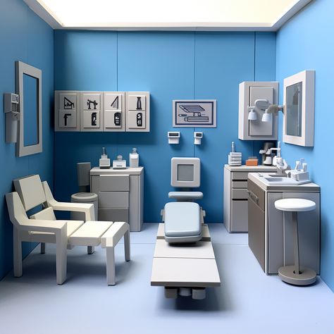 3-d model, doctor office, grey and white and blue colors, fancy paper art Doctor Office, Paper Art, Art Inspo, Grey And White, 3 D, Blue Color, Grey, Blue, White